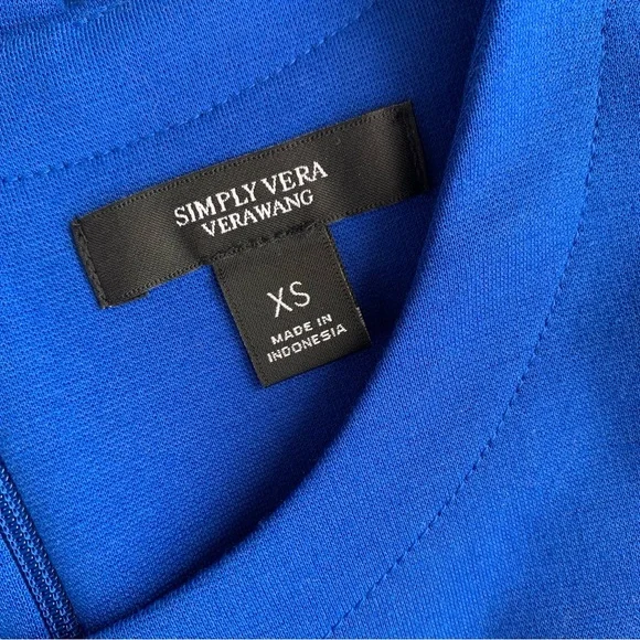 Royal Blue Fit and Flare Dress Simply Vera by Vera Wang Size XS Short Sleeve NWT - Picture 11 of 15